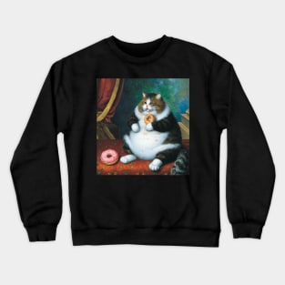 Chonky cat eating donuts  oil Crewneck Sweatshirt